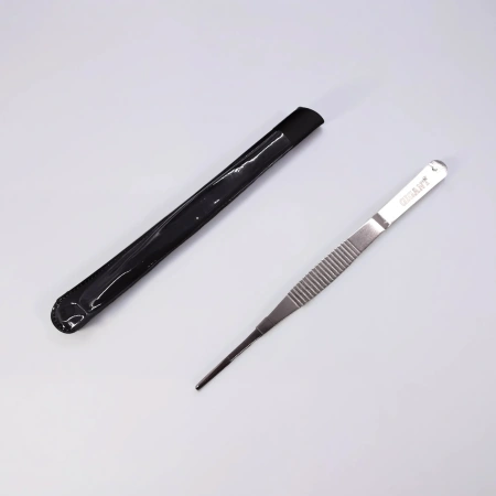 Пинцет прямой, металлический, 160 мм